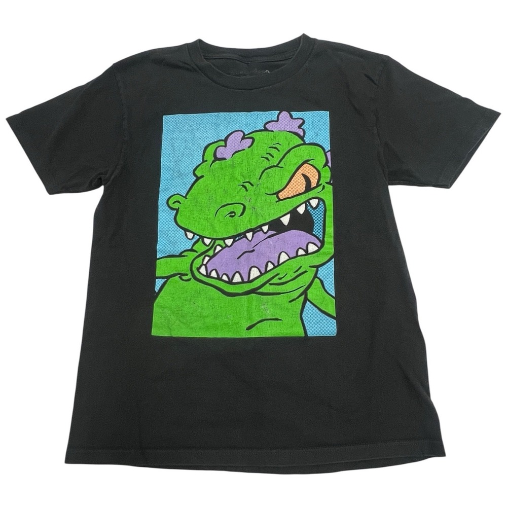 Nickelodeon Rugrats Reptar Men's Graphic Print Black Short Sleeve T-Shirt Sz XS